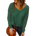 Women's Casual V Neck Tops Long Sleeve