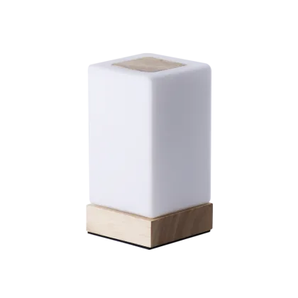 High-Tech Wooden Base Touch Control Desk Lamp with Glass Shade
