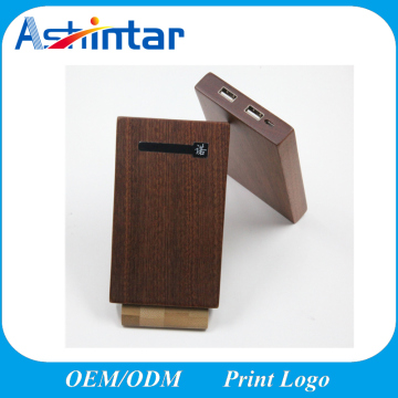 Bamboo / Wood Power Supply 8000mAh Big Battery Power Bank