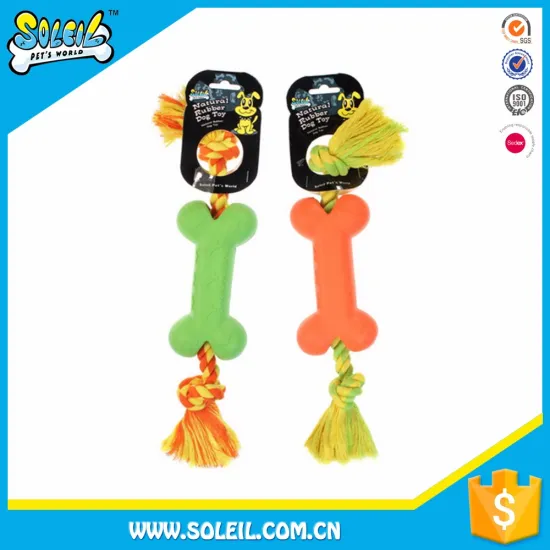 Customized Logo Durable Dog Toy Rope Bone With Rubber