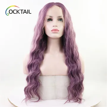 factory synthetic lace frontal wig longest purple deep wave hair synthetic lace frontal wigs