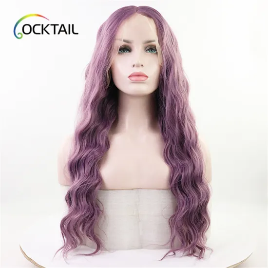 factory synthetic lace frontal wig longest purple deep wave hair synthetic lace frontal wigs