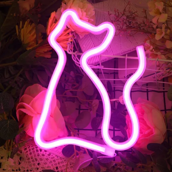 SHENPU Neon Cat Lights: LED Decoration for Bedroom