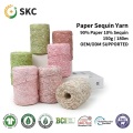 Oem/odm fio ecológico 90% papel 10% lantejoulas slub 150g 180m ouro preto tingido anti-pilling super macio chapéus sacos tricô diy