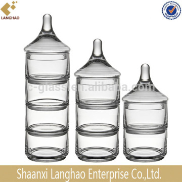 mouth blown multi layer glass storage jar