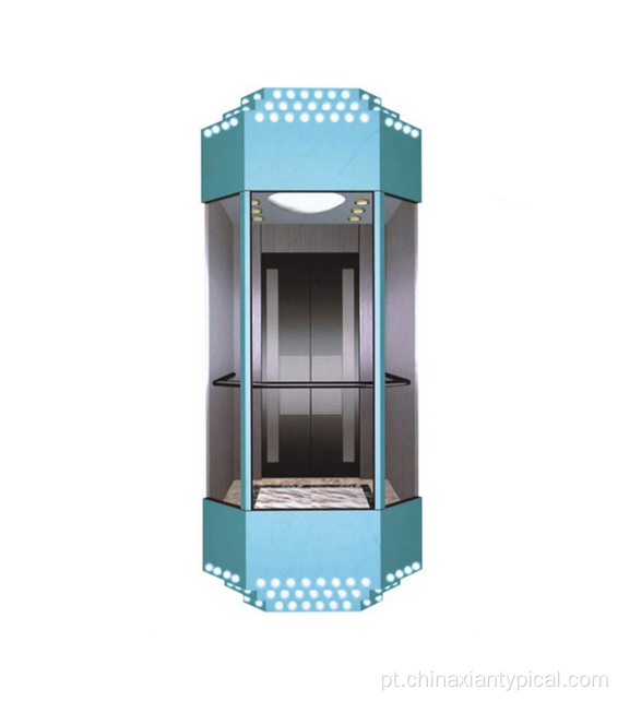 Cabine de losango com elevador panorâmico
