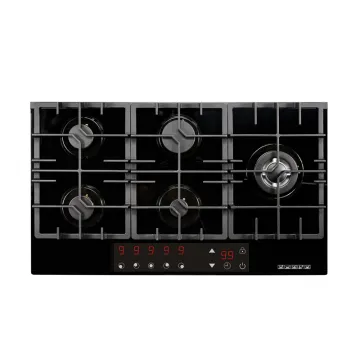 New Design Home Kitchen Gas Cooktop: 5-Burner Tempered Glass Gas Stove