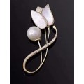 Tulip crystal shawl buckle pin overcoat suit brooch