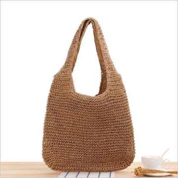 Custom Crochet Straw Beach Bag with Cotton Lined Pockets