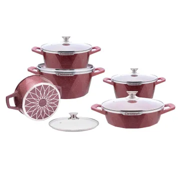 DESSINI Aluminum Cookware Soup Pot Set - 10pcs with Marble Coating