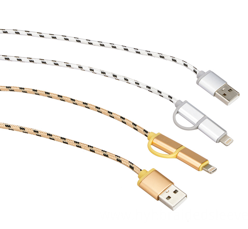 Cotton braided sleeve for charging cable