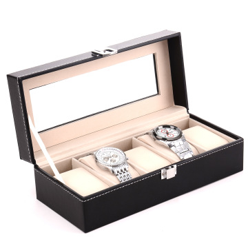 5-Gird PU Leather Watch Box: Elegant Men's and Women's Watch Storage with Window Display, Perfect Gift and Fashion Jewelry Case