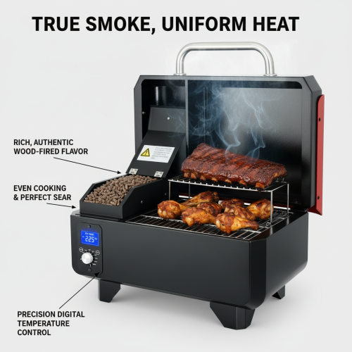 เตาย่างเม็ดไฟฟ้าแบบพกพา 2.4 ลิตรพร้อมหัววัดเนื้อ