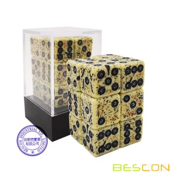 Bescon Old Looking Ancient Bone Dice D6 16mm 12pcs Set, 16mm Die Sided Sided (12) Block of Stone Dice