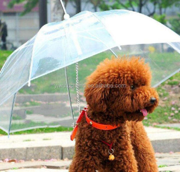 Custom Logo Transparent PE Pet Umbrella - Small Dog Umbrella with Rain Gear and Leads