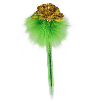 Glitter powder ball pens with feather