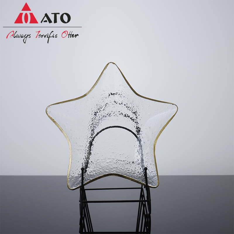 Ato Starfish Style Glass Gold-Gold-Rim Assiette