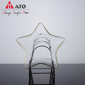 ATO Starfish Unique Style Glass Gold-rim Salad Plate