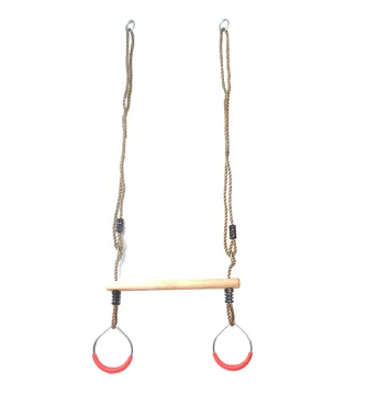 Wooden Swing Fitness Ring - PE Metal Gym Ring for Kids and Adults