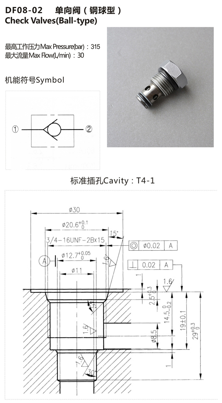 High Quality Hydraulic Cartridge Non-Return Valve Types