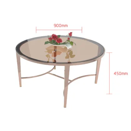 Brown stainless steel round coffee table