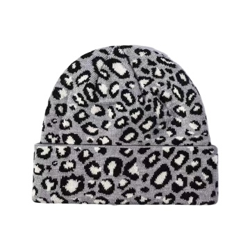 Design personalizzato Warm Winter Women's Luxury Leopard Jacquard Cappello a maglia