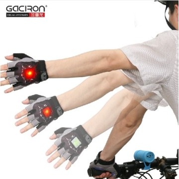 Unique LED Smart Turn Signal Anti-slip Half Finger Cycling Gloves