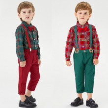 Children's Christmas Suit Boy's Plaid Long-Sleeved Cotton