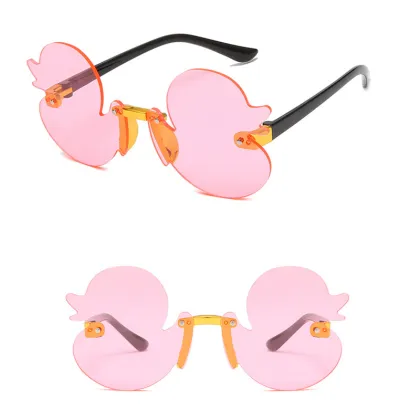 Rimless Duck Shape Sunglasses for Children: UV400 Protection, Party Decorative Sun Shades for Babies