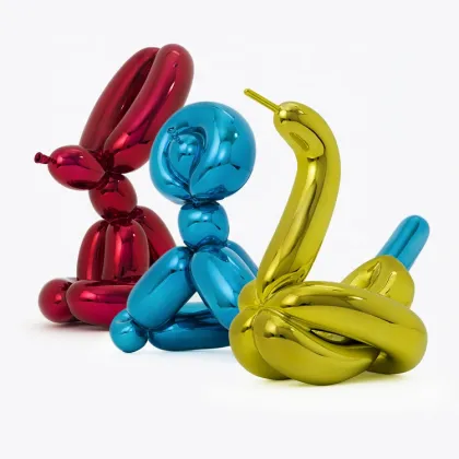 Mirr polished metal stainless steel Jeff Koons balloon snake sculpture