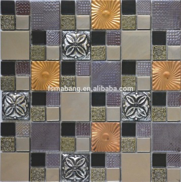 MBD5003 classic style Customized Metal mix resin glass mosaic tile