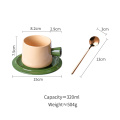 Morandi Color Ceramic Coffee Cup And Saucer Set Cute Porcelain Tea Cup Set With Spoon