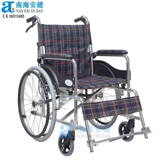 Aluminum Handicapped Wheelchair with Foldable Backrest and Elongated Handbrake