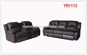 YR1113 Best selling cheap price comfortable good quality reclining leather sofa with console