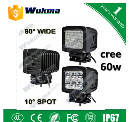 New product 12v 24v high power 60w square led work light, cars high intensity led light, led car head worklight