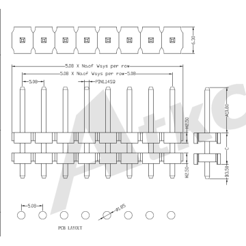 En-tête de broche de 5,08 mm Double plastique double plastique Straightype