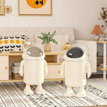 Elegant Plastic Trash Can with Cute Space Man Design