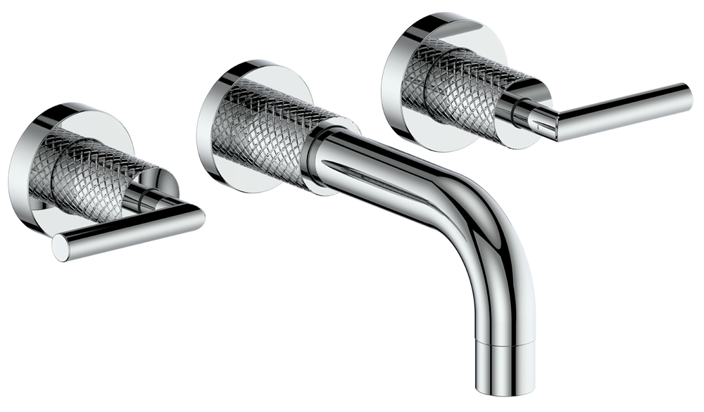 Knurling Wall Mounted Basin Faucet Chrome