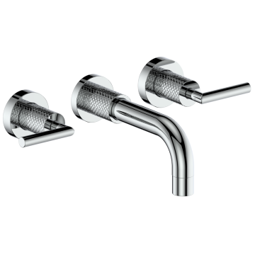 Knurling Wall Mounted Basin Faucet Chrome