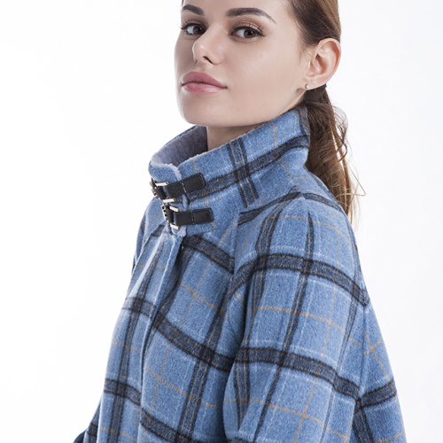 Plaid double-breasted cashmere overcoat