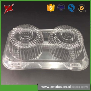 Manufacturer supply rectangle clear 2 compartment PLA food container