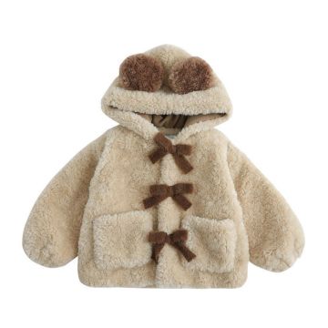 Girls Thick Wool Sweater Winter Bow Plush Top