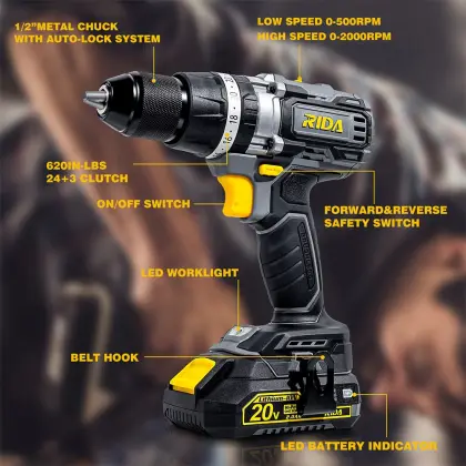 Professional Construction Craftsman: Brushless DC Cordless Drill with Hammer Function Tool