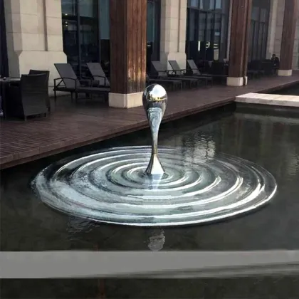 Large metal craft polished stainless steel water drop sculptures
