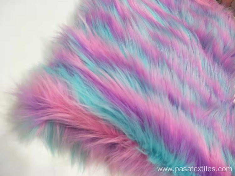 Custom Luxury tie dye Long Pile Fake Fur