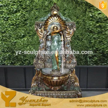 Antique Cast Brass Lady Wall Fountain Lady