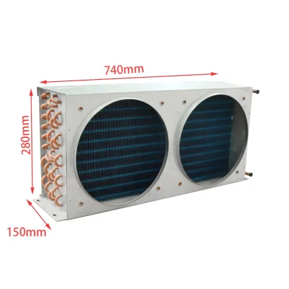 Double Duct Copper Tube Condenser Coil for Refrigerated Display Cabinets