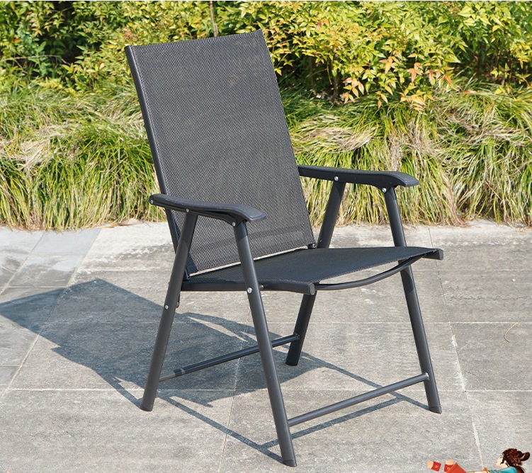 Outdoor Folding Chair Iron Teslin Mesh Garden Chair