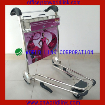 3 Wheel OEM Stainless Steel Baggage Airport Carts Airport Trolleys