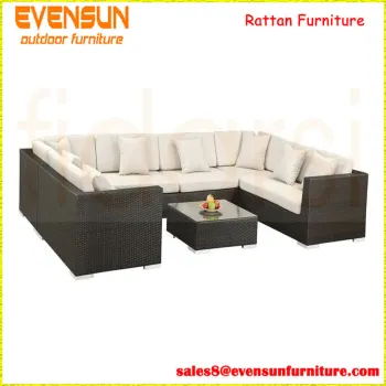 Sectional Square Wicker Sofa Set Synthetic Rattan Garden Furniture